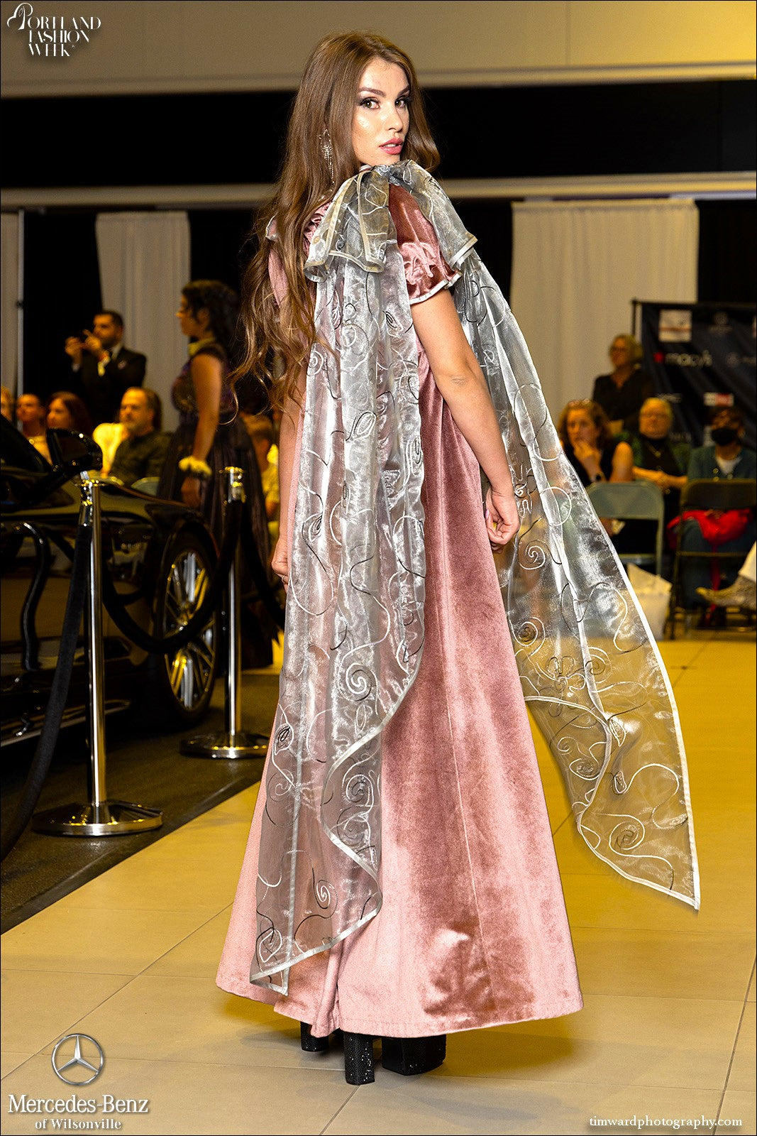 Women's Old Pink Victorian Evening Gown with Shawl