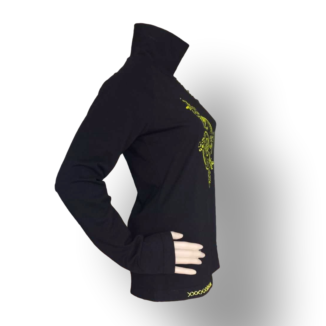 Women's Long Sleeve Turtleneck Lightweight Top Hand Painted