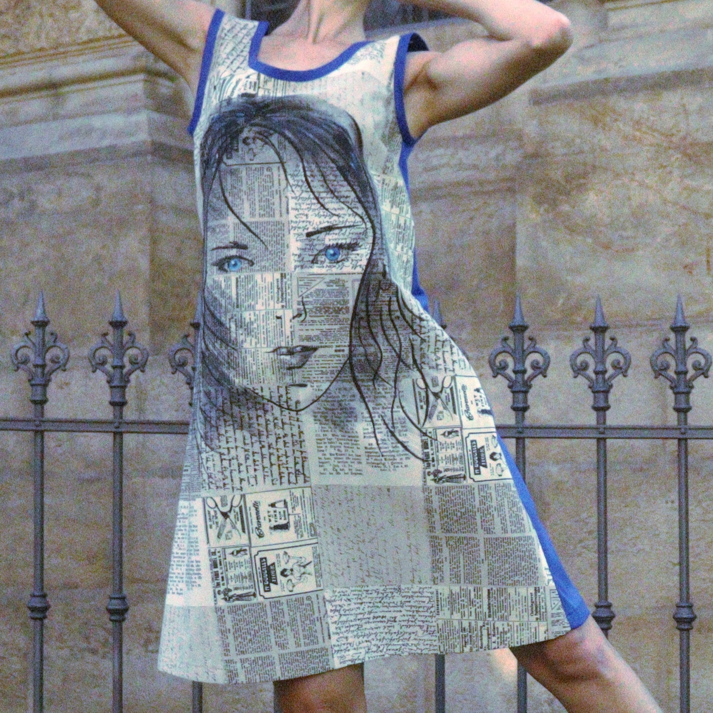 Women's Summer Beach Sleeveless Loose Sundress Blue