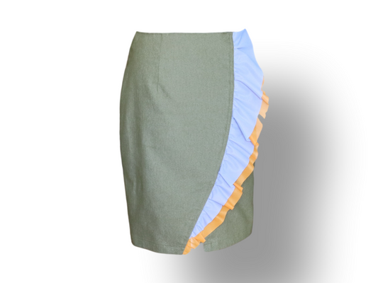 Women's Pencil Skirt With Asymmetrical Flounce