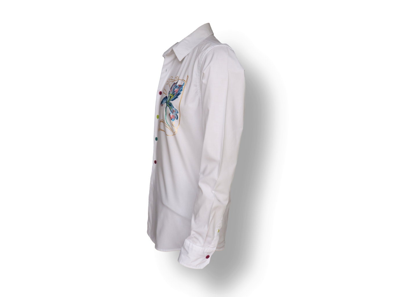 Men's White Dress Shirts Long Sleeve Hand-Painted