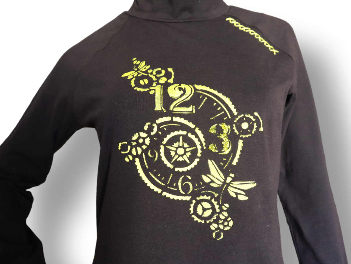 Women's Long Sleeve Turtleneck Lightweight Top Hand Painted