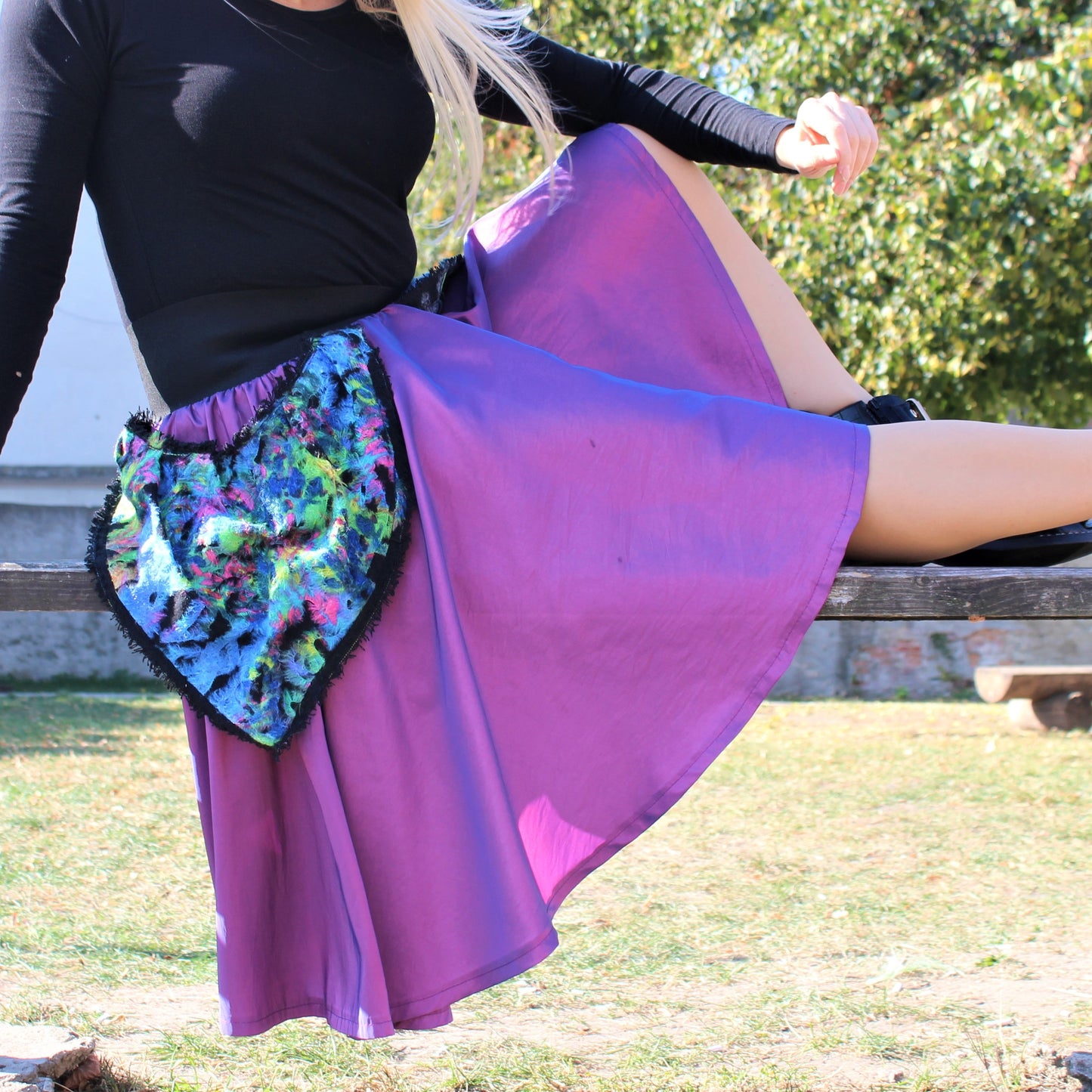 Women's Skirt Purple Flower